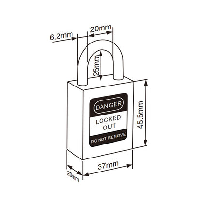 Veiligheidshangslot met beugel van 25 mm